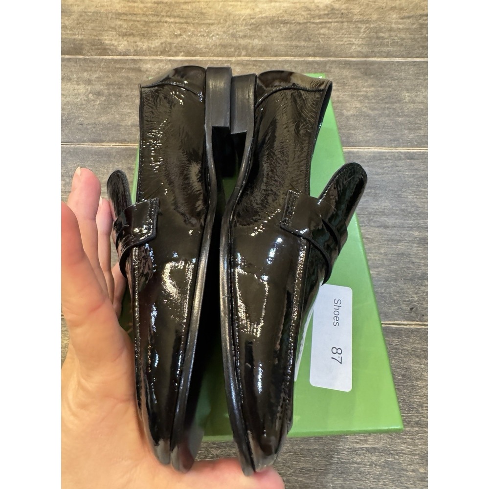 Kate Spade New‎ York BLACK CRINKLE PATENT Women's Genevieve Loafer Size 8 - Picture 8 of 12